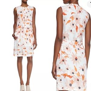 New Theory Silk Dress Floral Print Linigole Lily Pockets Belted Event Formal 8